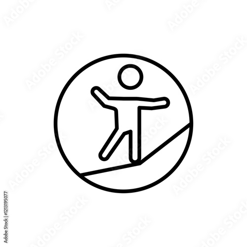 Tightrope walker icon black and white vector sign