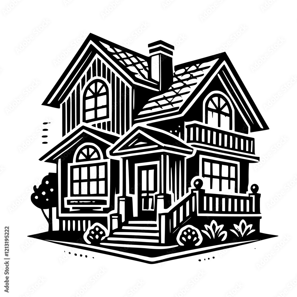 A captivating black and white illustration of a charming house, showcasing exquisite architectural details and a cozy atmosphere. Ideal for real estate, home design, and architecture enthusiasts. A captivating black and white illustration of a charming house, showcasing exquisite architectural details and a cozy atmosphere. Ideal for real estate, home design, and architecture enthusiasts.