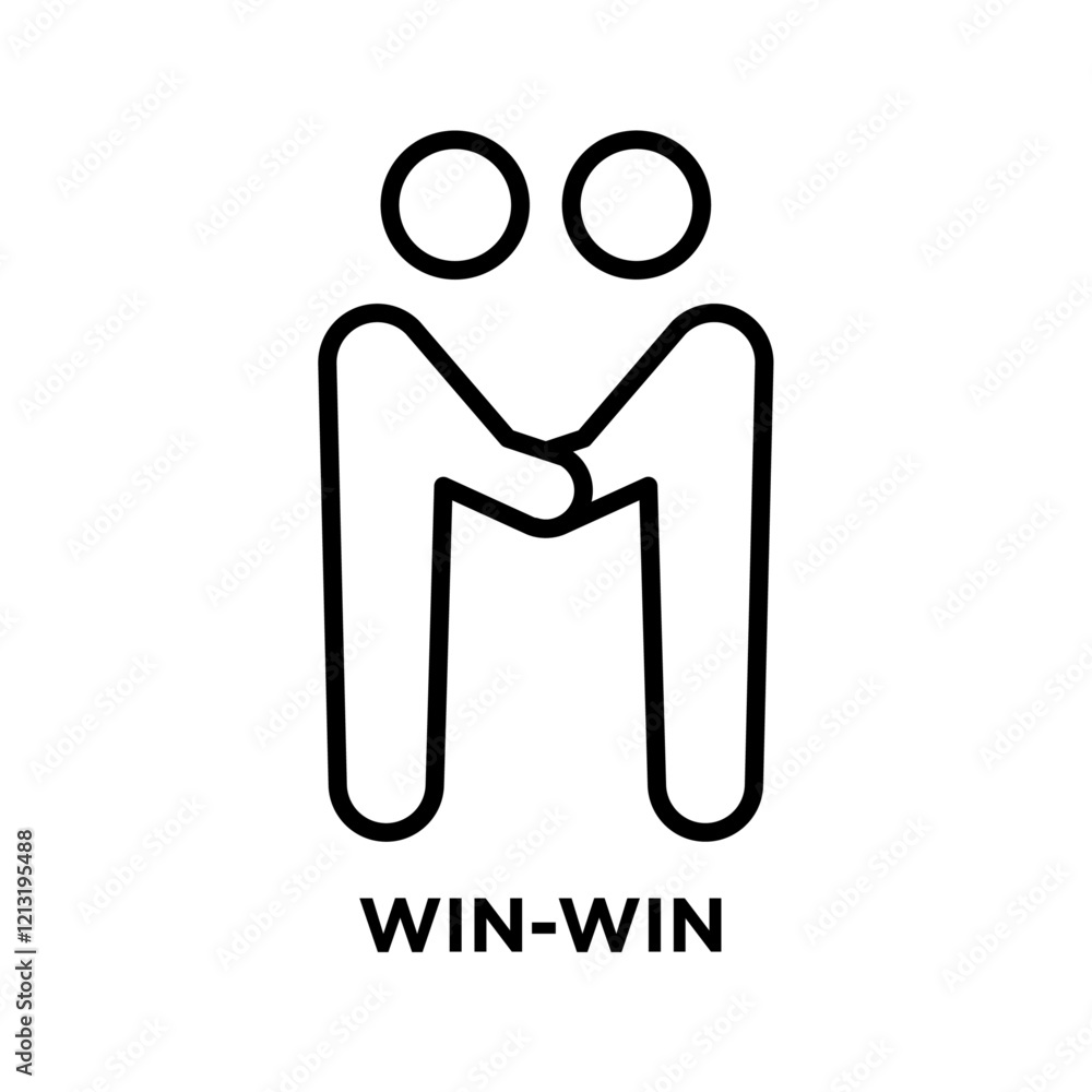 Win-win business deal icon black and white vector sign Win-win business deal icon black and white vector sign