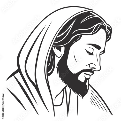 jesus black outlines vector illustration 