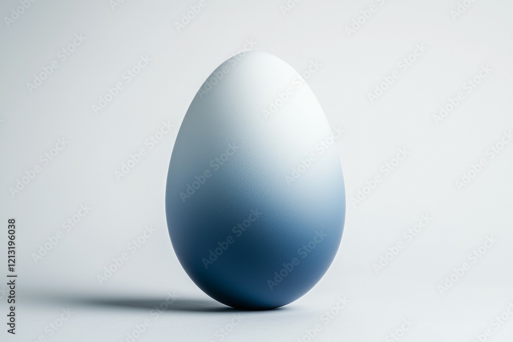 Blue and white egg is sitting on a white background Blue and white egg is sitting on a white background