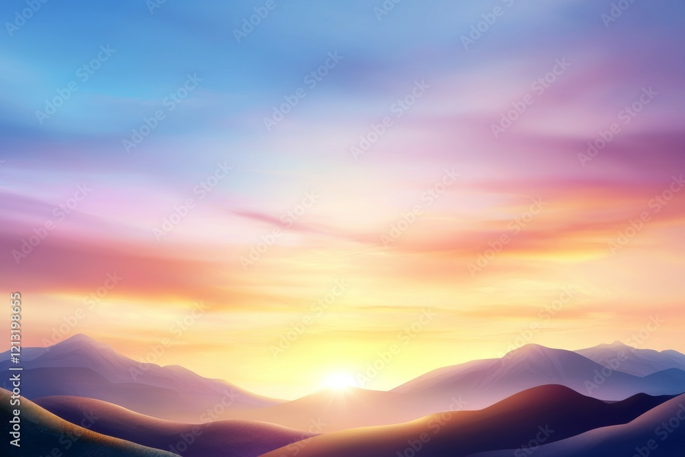The sky is a mix of blue and pink, creating a serene and peaceful atmosphere The sky is a mix of blue and pink, creating a serene and peaceful atmosphere