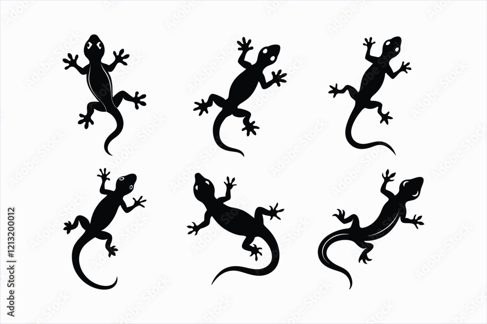 Fototapeta premium Set of gecko vector illustration