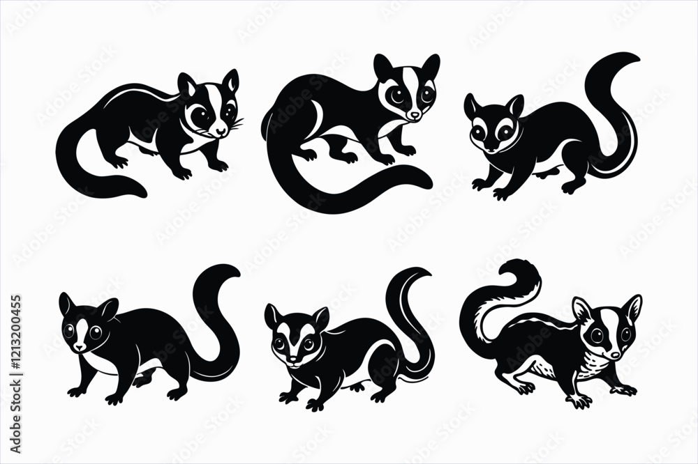 Obraz premium Set of sugar glider vector illustration