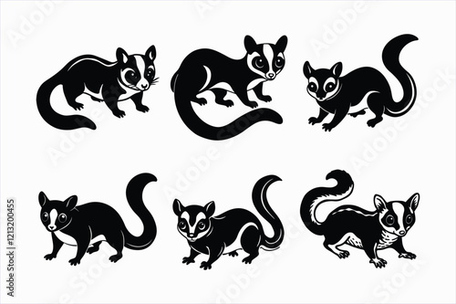 Set of sugar glider vector illustration