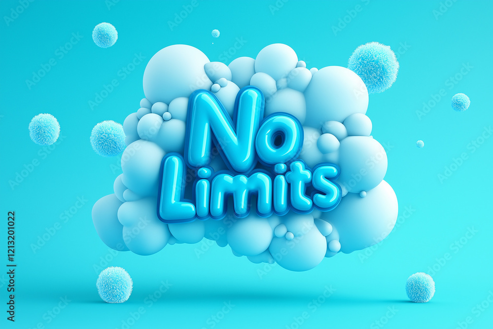 Bright and playful no limits design on a light blue background with soft bubbles and a modern font Bright and playful no limits design on a light blue background with soft bubbles and a modern font