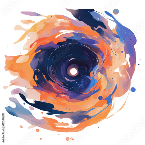 Gravitational Collapse – Watercolor Illustration, Cosmic Phenomenon Art, Space Science Concept, Astrophysics-Inspired Artwork, Stellar Core Collapse Design
