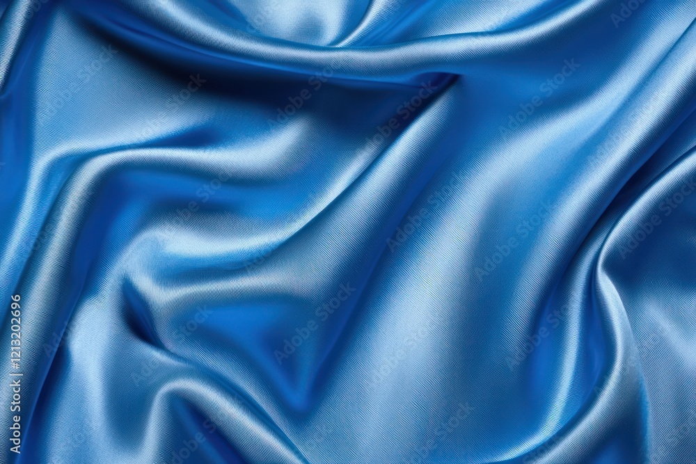 Fototapeta premium A smooth, blue satin fabric draped elegantly, showcasing its texture and sheen.