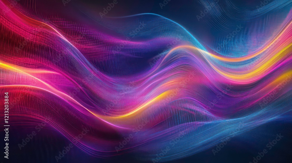 Obraz premium Abstract vibrant neon waves flowing, dynamic energy, color gradient.