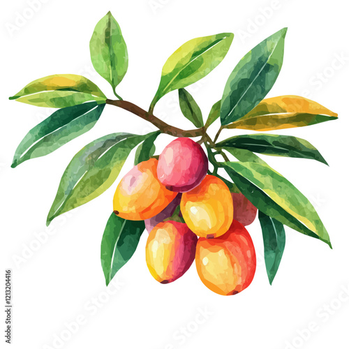 Hala Fruit Plant with Fruit – Exotic Watercolor Vector Illustration for Creative Designs  
