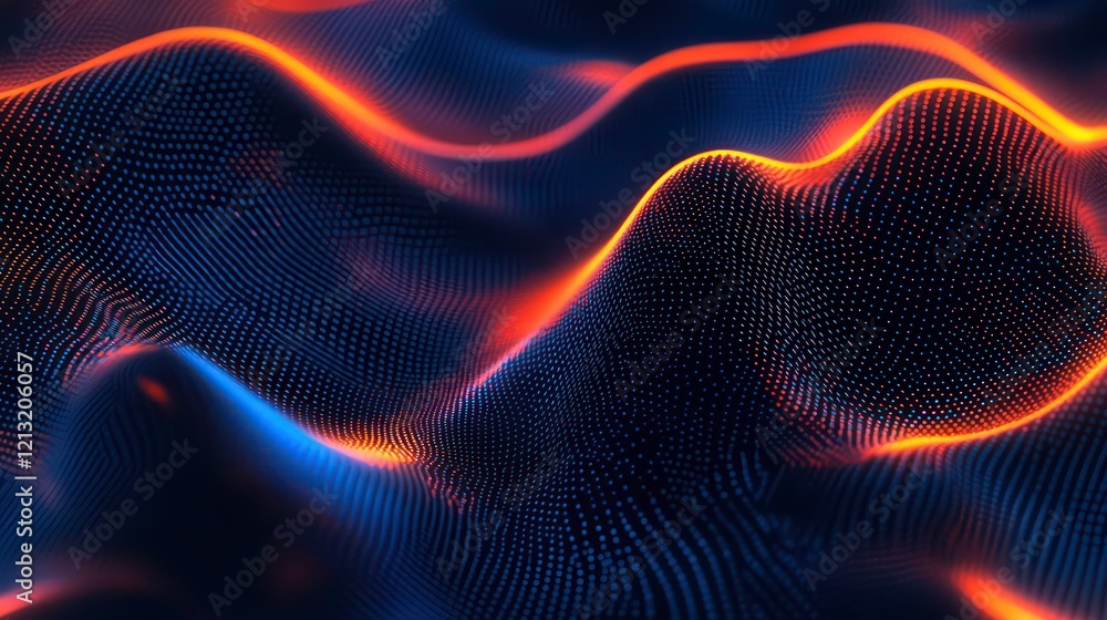 Fototapeta premium Abstract glowing waves of particles, dynamic energy flow, vibrant color.