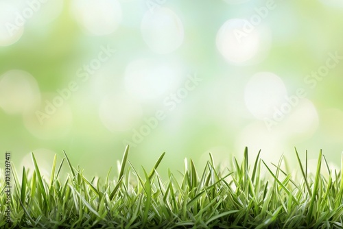 Green field with grass and a blurry background