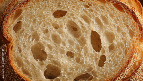 Macro bread slice texture pattern background close up  photo