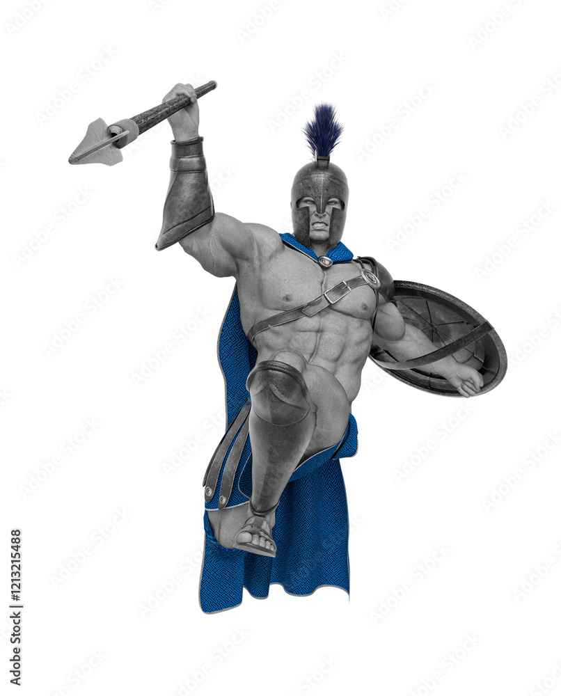 ancient warrior is doing a jump attack front view ancient warrior is doing a jump attack front view