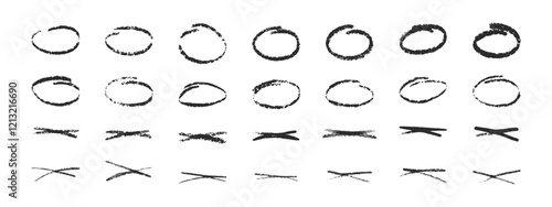 A set of strokes and doodles with marker pen, pencil, chalk . Hand drawn doodles, swirls and curves. Vector illustration of different strokes and lines.