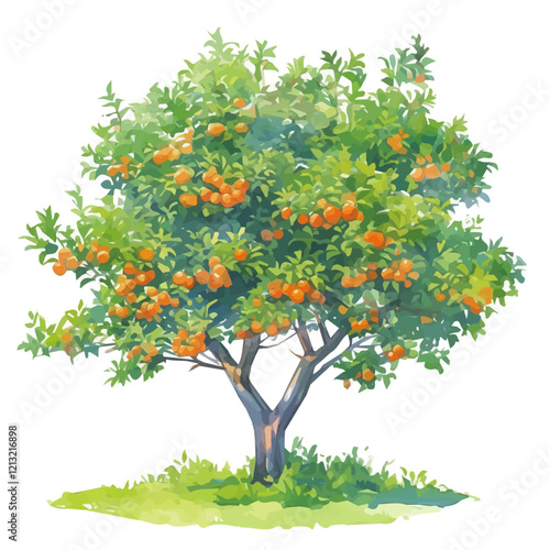 Jocote Tree with Fruit – Watercolor Illustration, Tropical Fruit Tree Painting, Jocote Tree Artwork, Hand-painted Botanical Design, Nature-inspired Watercolor
