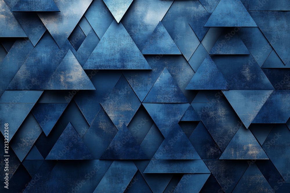 Abstract Blue Metallic Triangle Mosaic Textured Geometric Background Abstract Blue Metallic Triangle Mosaic Textured Geometric Background