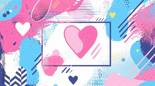 Pink Heart Love Flat Vector Illustration