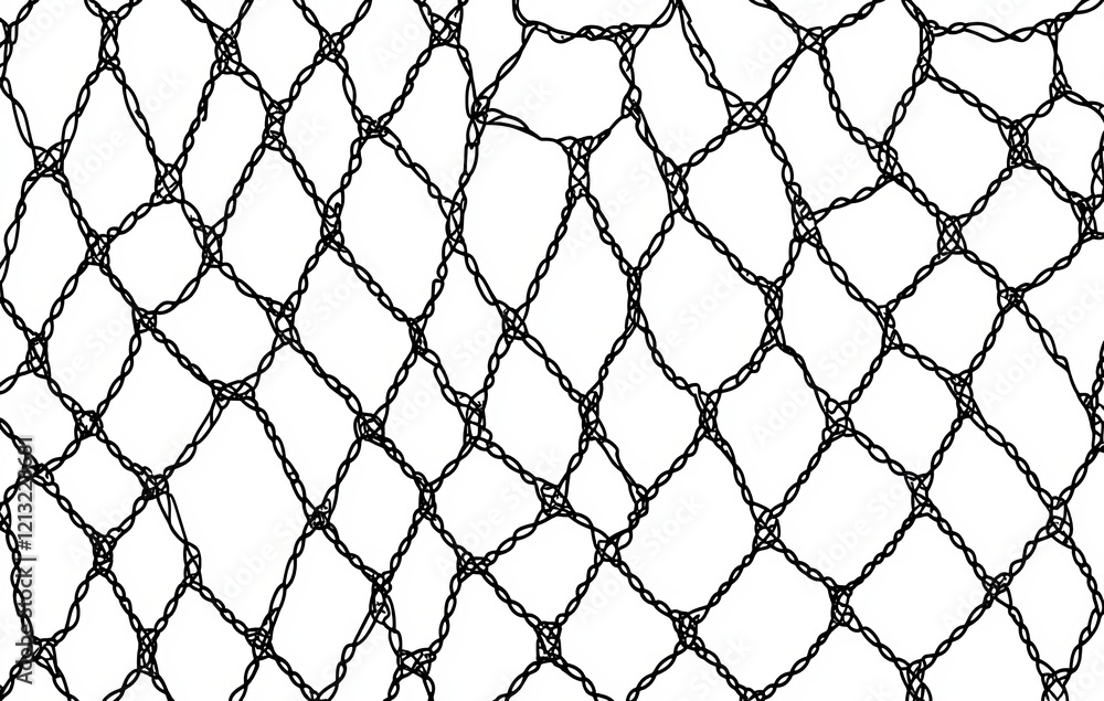 Naklejka premium A modern wavy textured fish net pattern or fishnet mesh grid featuring fishing rope, creating a neat marine mesh lattice pattern background