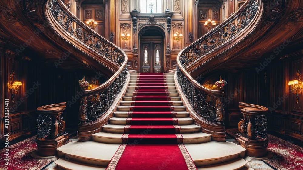 Obraz premium Grand Staircase in a Luxurious Mansion