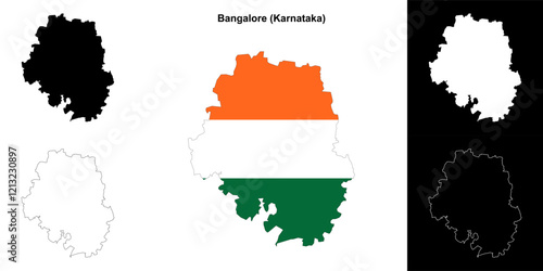 Bangalore district (Karnataka) outline map set