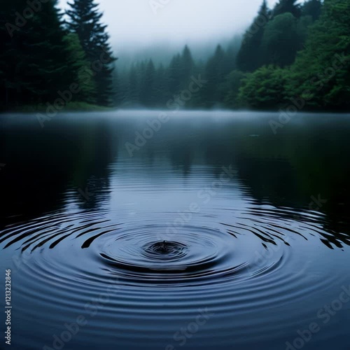 Serene Forest Lake Ripple Effect: Tranquil Nature Scenery 4K Footage