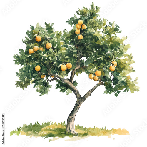 Madroño Tree with Fruit – Elegant Watercolor Vector Illustration for Creative Projects  
