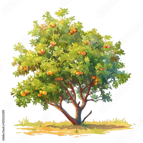 Madroño Tree with Fruit – Elegant Watercolor Vector Illustration for Creative Projects  
