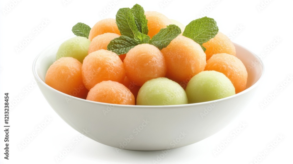 A refreshing bowl of mixed melon salad with cantaloupe, honeydew, and watermelon balls A refreshing bowl of mixed melon salad with cantaloupe, honeydew, and watermelon balls