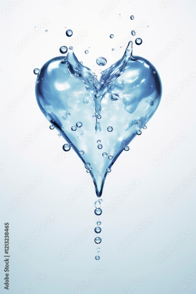 Heart shape water drop white background Heart shape water drop white background