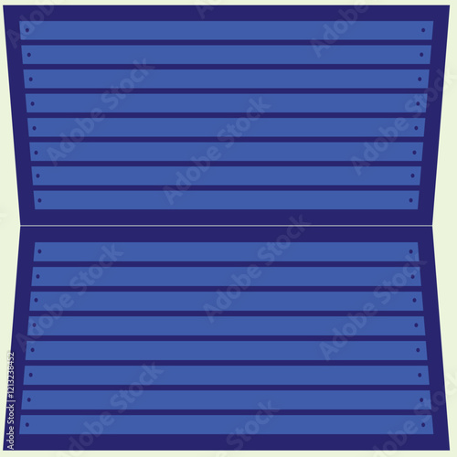 Illustration of a blue wooden box on a light blue background. Background with a blue wooden or iron plate pattern arranged parallel and orderlyIllustration of a blue wooden box on a light blue backgro