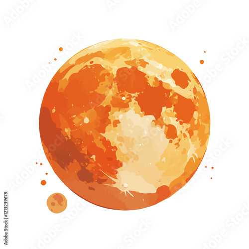 Martian Atmosphere Watercolor Illustration – Ethereal Hand-Painted Vector Art for Space Themes  
