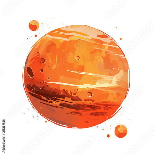 Martian Atmosphere Watercolor Illustration – Ethereal Hand-Painted Vector Art for Space Themes  
