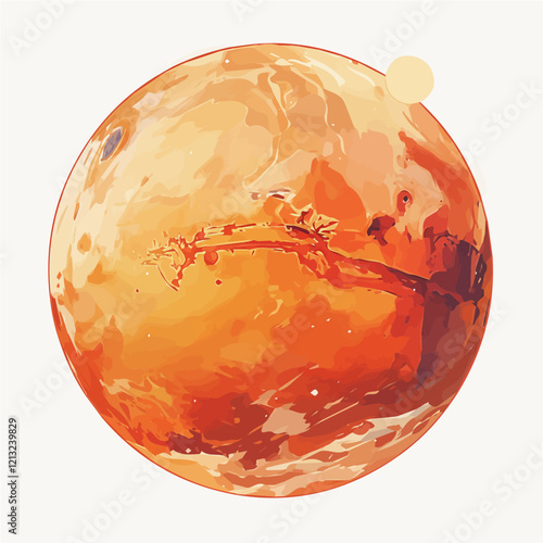 Martian Atmosphere Watercolor Illustration – Ethereal Hand-Painted Vector Art for Space Themes  
