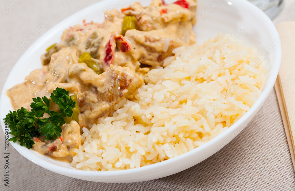 Chicken fillet red curry with jasmine rice Chicken fillet red curry with jasmine rice