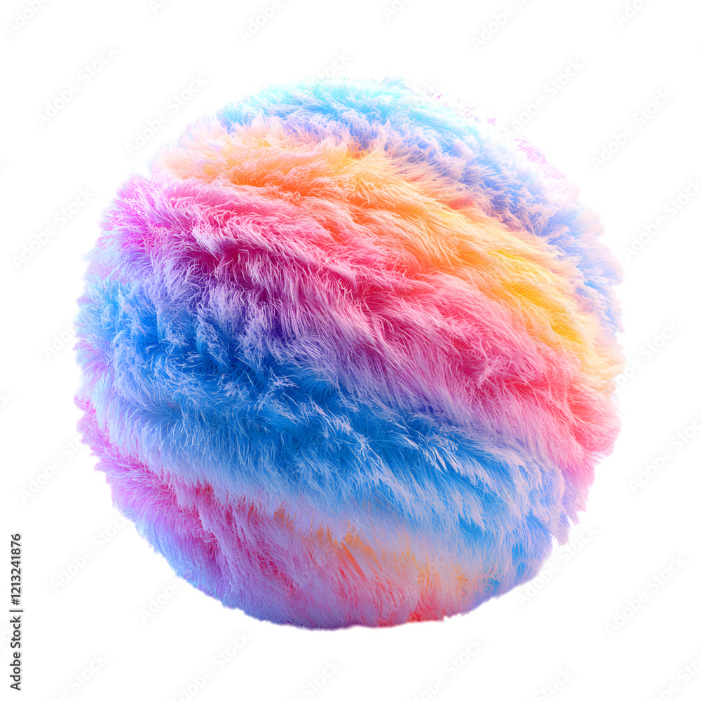Fluffy 3D Cartoon Beach Ball with Glowing Stripes on transparent background Fluffy 3D Cartoon Beach Ball with Glowing Stripes on transparent background