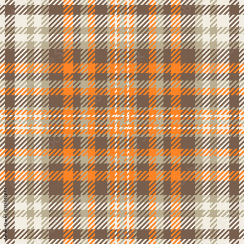 Tie plaid textile texture, bandana background tartan check. Indoor pattern seamless vector fabric in orange and pastel colors.