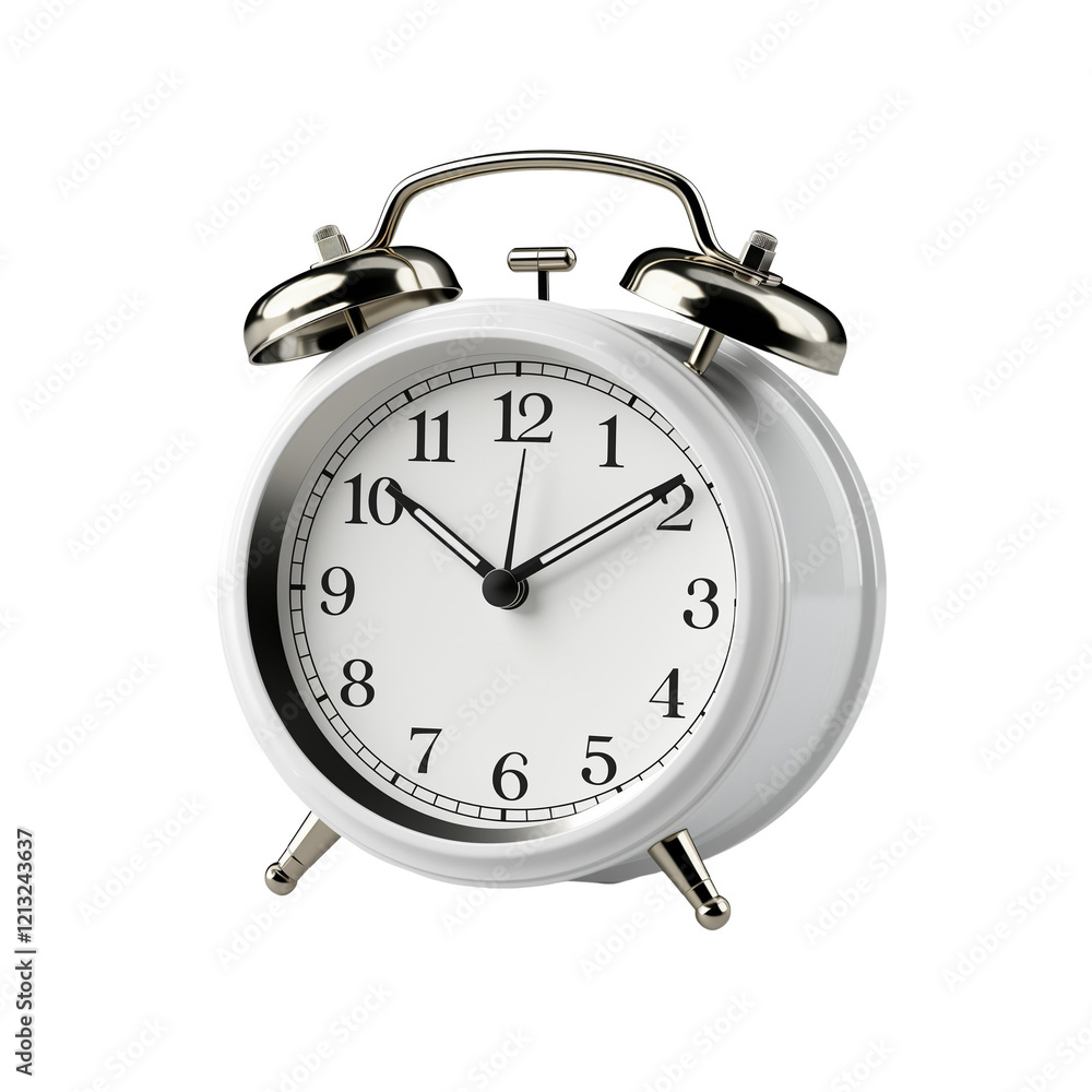 White Alarm Clock Isolated On Transparent Background White Alarm Clock Isolated On Transparent Background