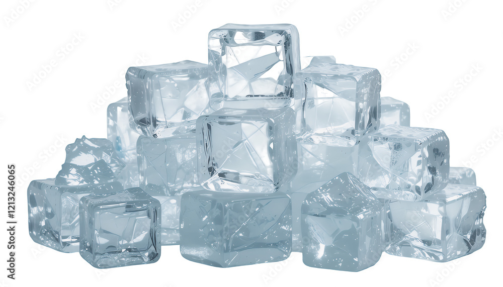 Close-up of a Pile of Clear Ice Cubes on Black Background Close-up of a Pile of Clear Ice Cubes on Black Background