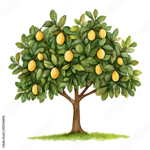Monkey Pod Tree with Fruit – Elegant Watercolor Vector Illustration for Art & Design  
