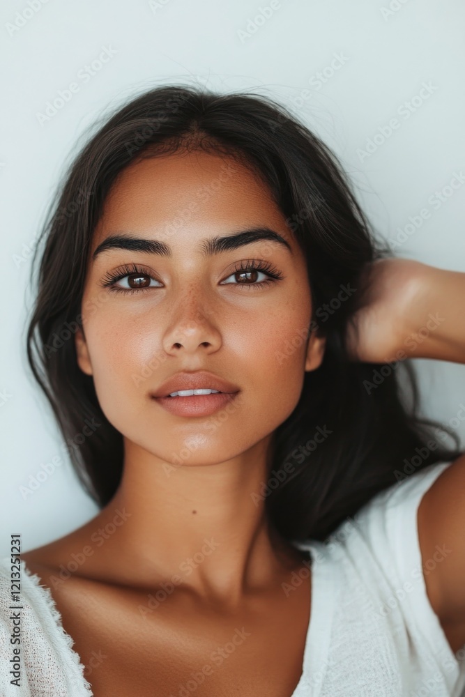 Young and beautiful model present skin care and beauty cosmetic product Young and beautiful model present skin care and beauty cosmetic product