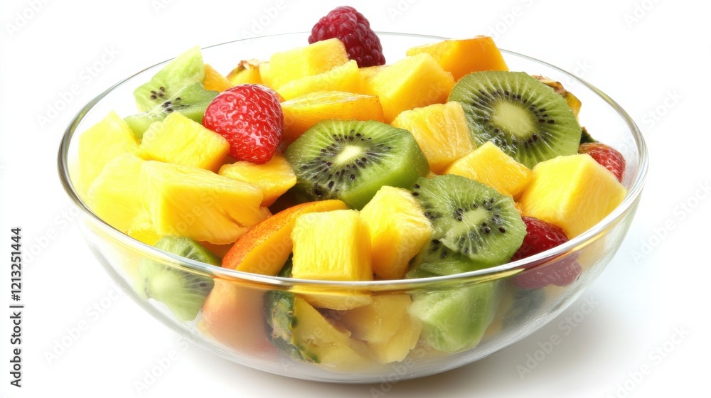 A refreshing bowl of tropical fruit salad with pineapple, mango, papaya A refreshing bowl of tropical fruit salad with pineapple, mango, papaya