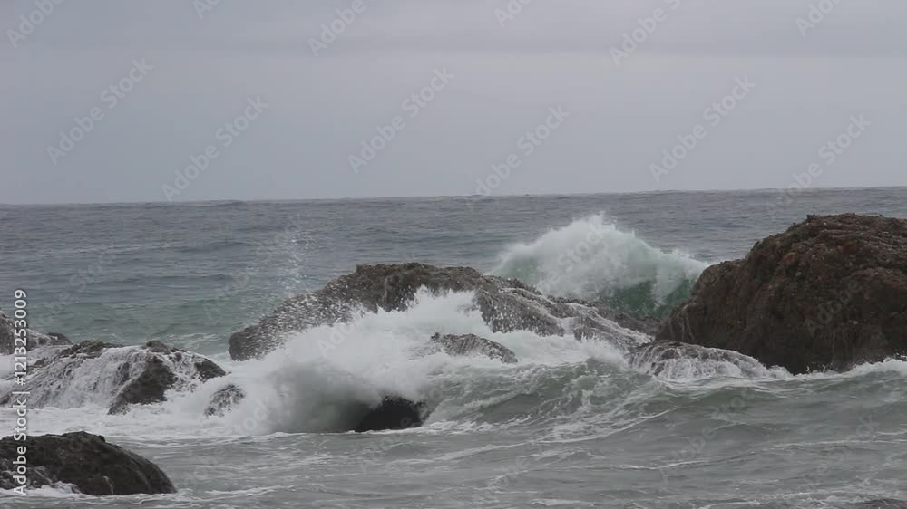 Storm in Italy, Sicilia. Big waves in sunny or cloudy day. Storm in Italy, Sicilia. Big waves in sunny or cloudy day.