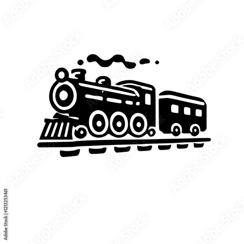 Vintage Steam Train: A Classic Railroad Journey - Retro Transportation Icon
