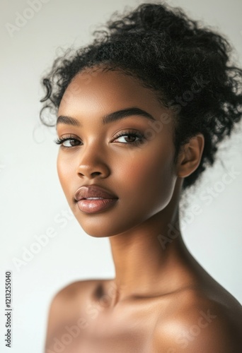 Young and beautiful model present skin care and beauty cosmetic product