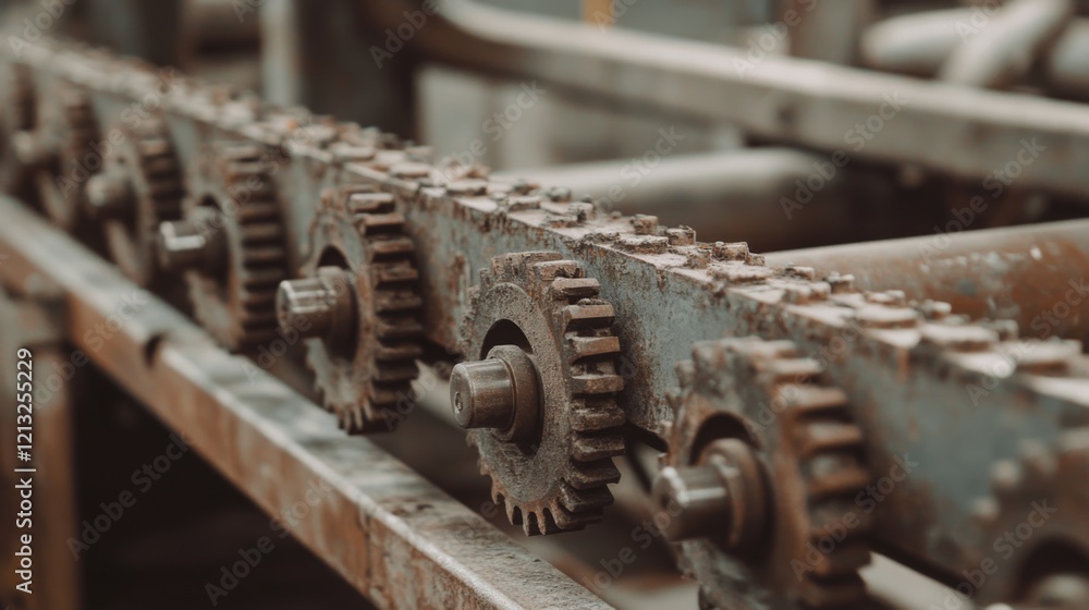 Rusty industrial gear chain close-up. Rusty industrial gear chain close-up.