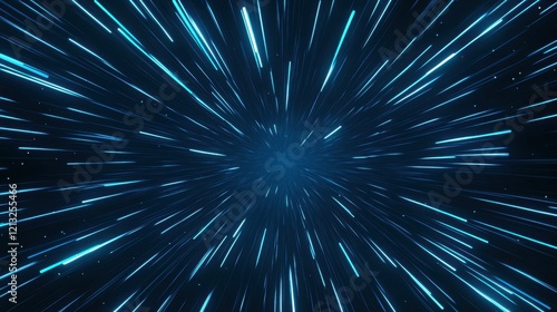 Experience dynamic motion with modern abstract light effects on a blue backdrop, perfect for posters or banners.