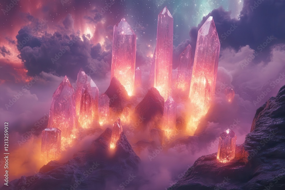 ethereal dreamscape featuring floating crystal islands amid aurorafilled skies cascading waterfalls of light connect suspended geometric platforms iridescent mist swirls below ethereal dreamscape featuring floating crystal islands amid aurorafilled skies cascading waterfalls of light connect suspended geometric platforms iridescent mist swirls below