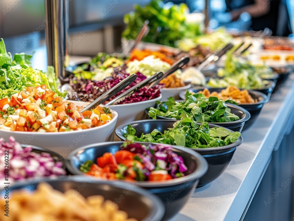 A vibrant low-carb salad bar, in a contemporary kitchen, showcasing a variety of fresh A vibrant low-carb salad bar, in a contemporary kitchen, showcasing a variety of fresh