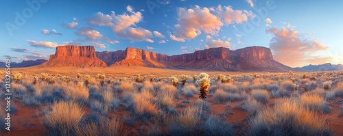 Desert Landscape Arizona Red Rock Cacti Golden Hour Impressionist photo